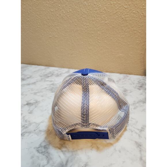 Mens CCA Headwear Blue White Fish Embroidered Logo Snapback Hat One Size - Picture 3 of 6